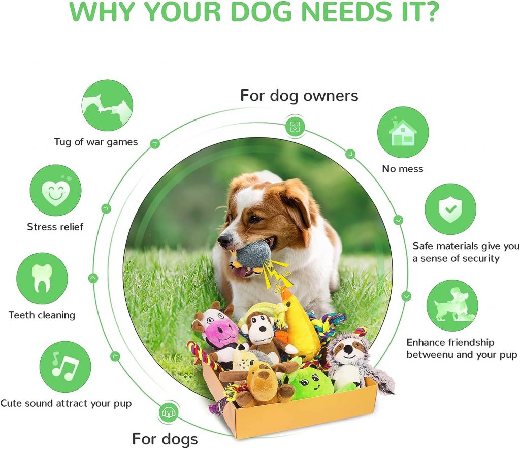 12 Pack Dog Squeaky Toys For Teething Cute Stuffed Plush Bundle Natural Cotton Puppy Rope/ Dog Chew Toys For Puppies Pet Toys For Small Dogs