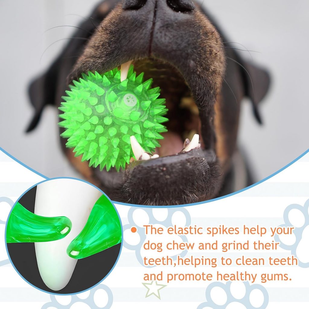 12 Pack Spiky Dog Squeaky Balls,Squeaky Dog Toys,Puppy Chew Toys for Teething in 6 Colors,Rubber Dog Balls for Aggressive Chewers,Clean Teeth and Training