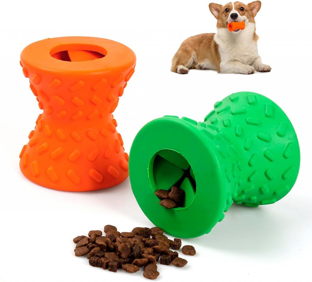 Corpower Puzzle DogToy Interactive Treat Dispensing Puppy Toys Natural Rubber Leaked Dumbbells for Aggressive chewers Durable Interactive Dog Food Toys for IQ Training  Mental Enrichment(2 Pack)