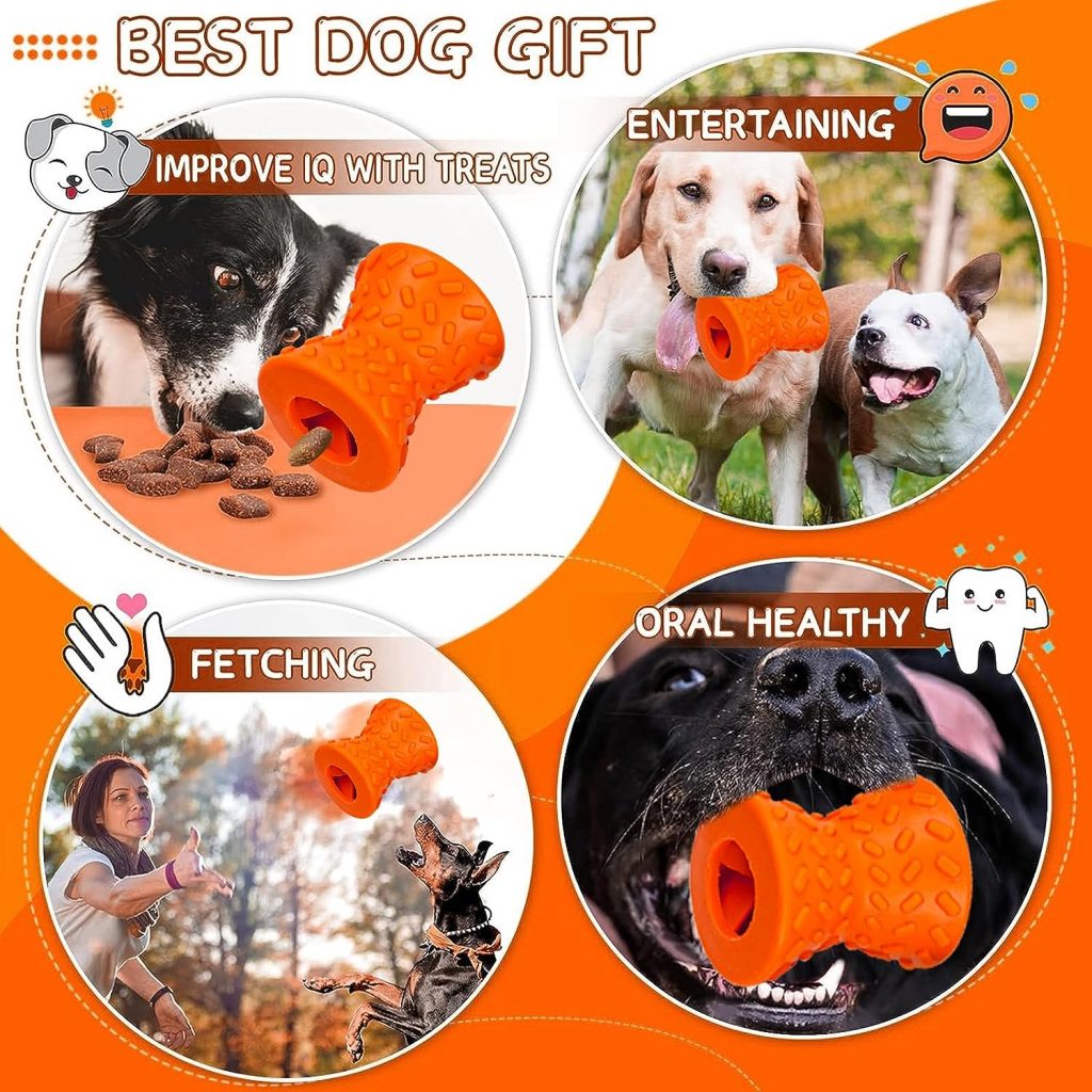 Corpower Puzzle DogToy Interactive Treat Dispensing Puppy Toys Natural Rubber Leaked Dumbbells for Aggressive chewers Durable Interactive Dog Food Toys for IQ Training  Mental Enrichment(2 Pack)