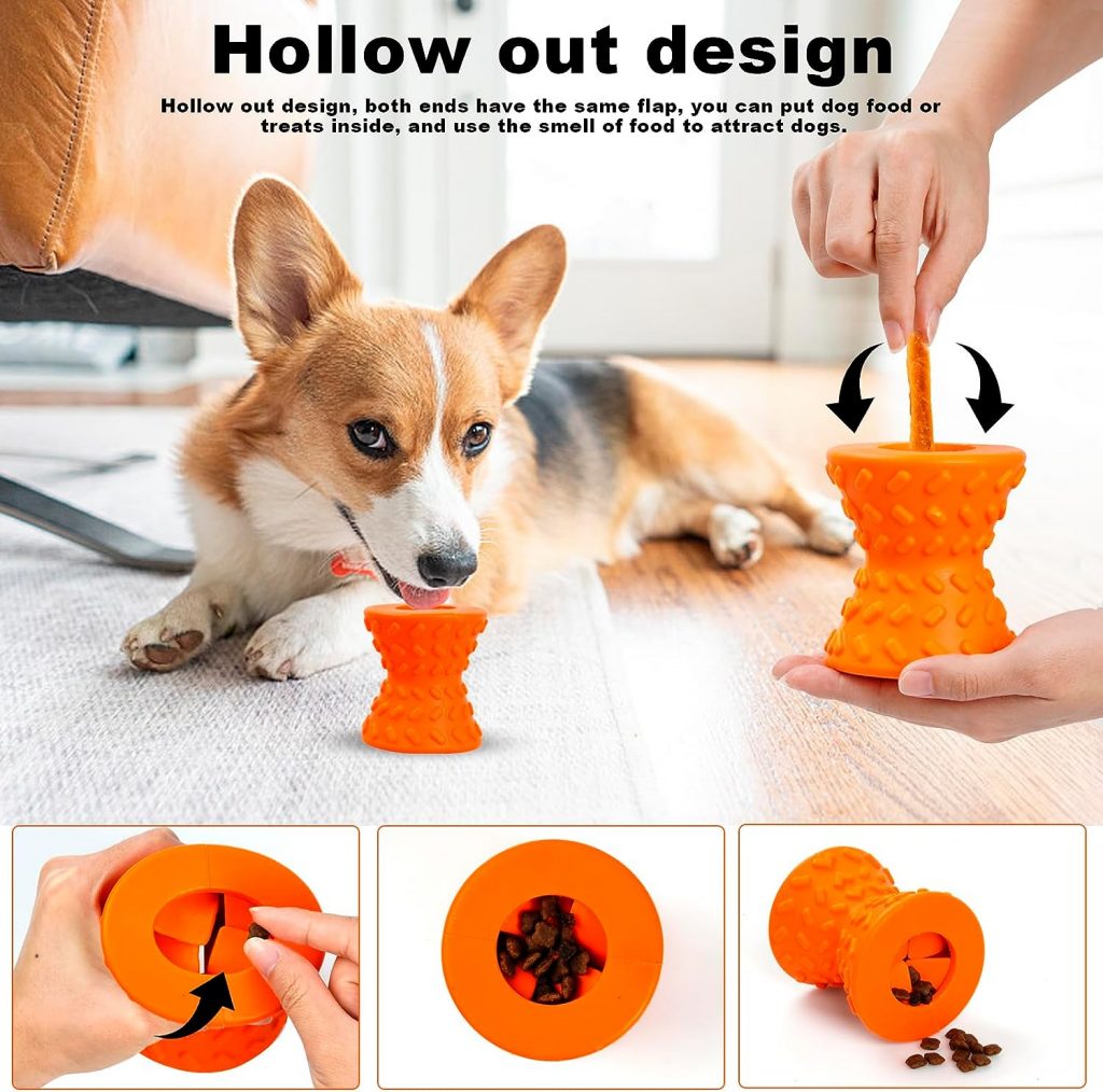 Corpower Puzzle DogToy Interactive Treat Dispensing Puppy Toys Natural Rubber Leaked Dumbbells for Aggressive chewers Durable Interactive Dog Food Toys for IQ Training  Mental Enrichment(2 Pack)