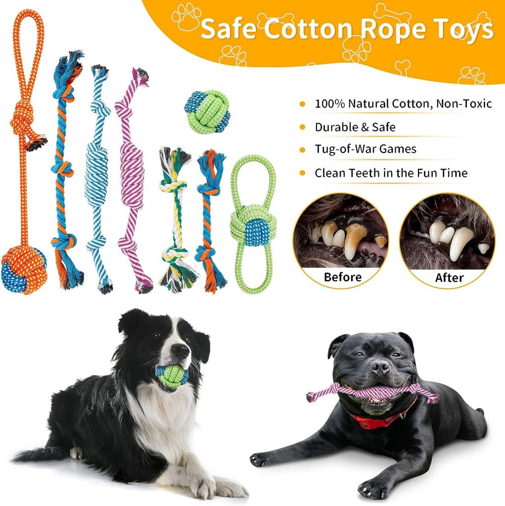 Enido 22 Pack Dog Rope Toys for Small  Medium Breed Dogs, Durable Chew Toys, Puppy Teething Toys, Dog Chew Toys, Promote Dog Dental Health, Exercise  Bonding