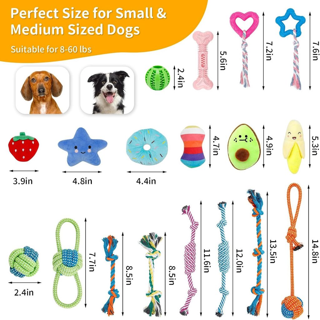 Enido 22 Pack Dog Rope Toys for Small  Medium Breed Dogs, Durable Chew Toys, Puppy Teething Toys, Dog Chew Toys, Promote Dog Dental Health, Exercise  Bonding