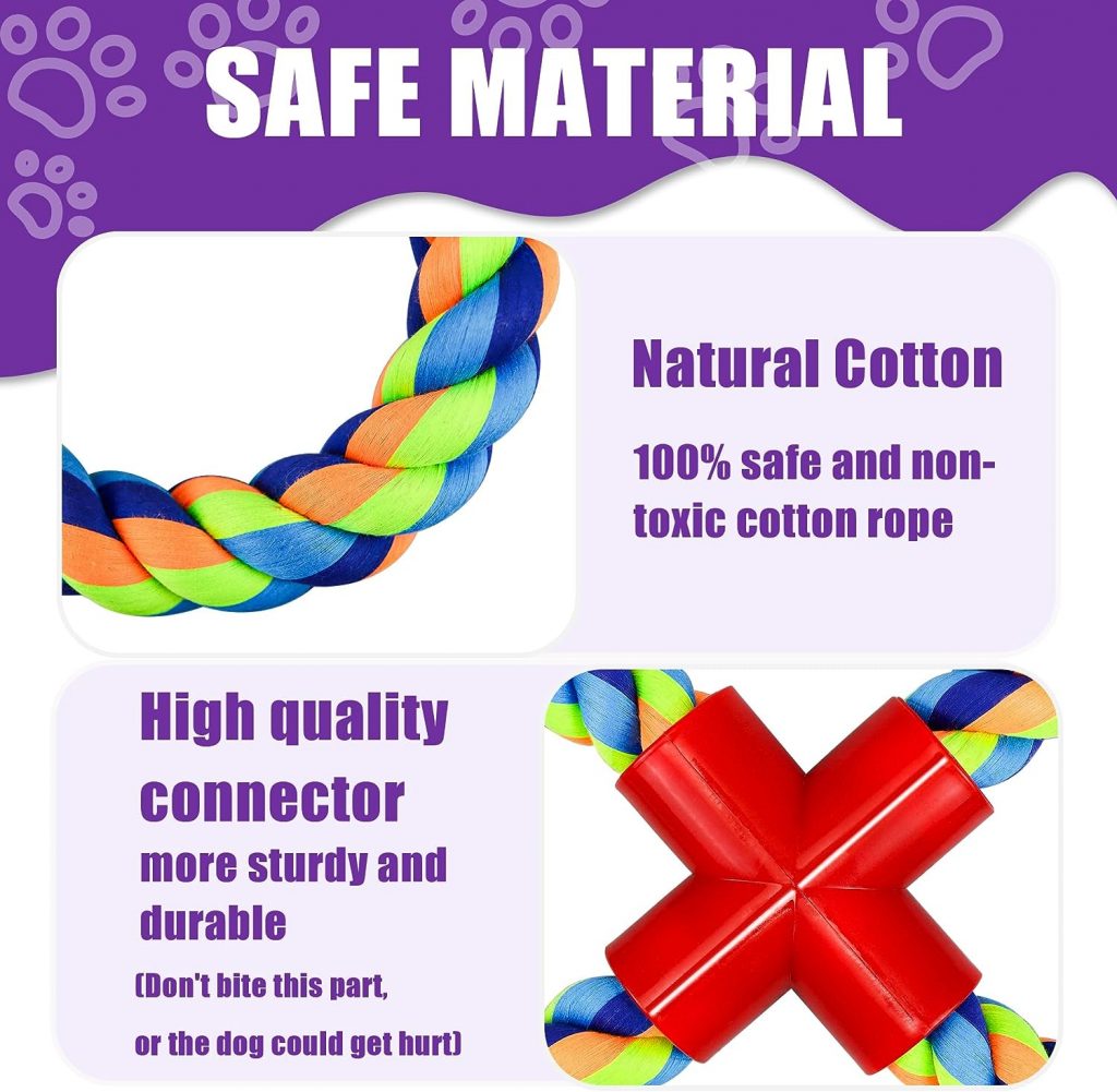 GHOBROFY Dog Rope Toys for Aggressive Chewers, Tough Dog Chew Toys for Medium Large Dog Breeds, Dog Grinding Teeth Chew Toys, Interactive Cotton Tug of War Dog Toy, Dark Color