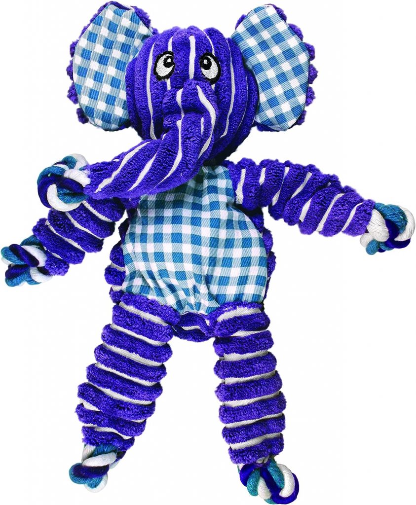 KONG Floppy Knots Elephant - Internal Floppy Knot Rope Toy for Dogs - Elephant Dog Toy for Aggressive Chewers - Tug Toy with Minimal Stuffing - Rope Dog Toy with Squeakers - Medium/Large Dogs