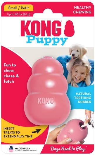 KONG - Puppy Toy Natural Teething Rubber - Fun to Chew, Chase and Fetch - for Small Puppies - Pink