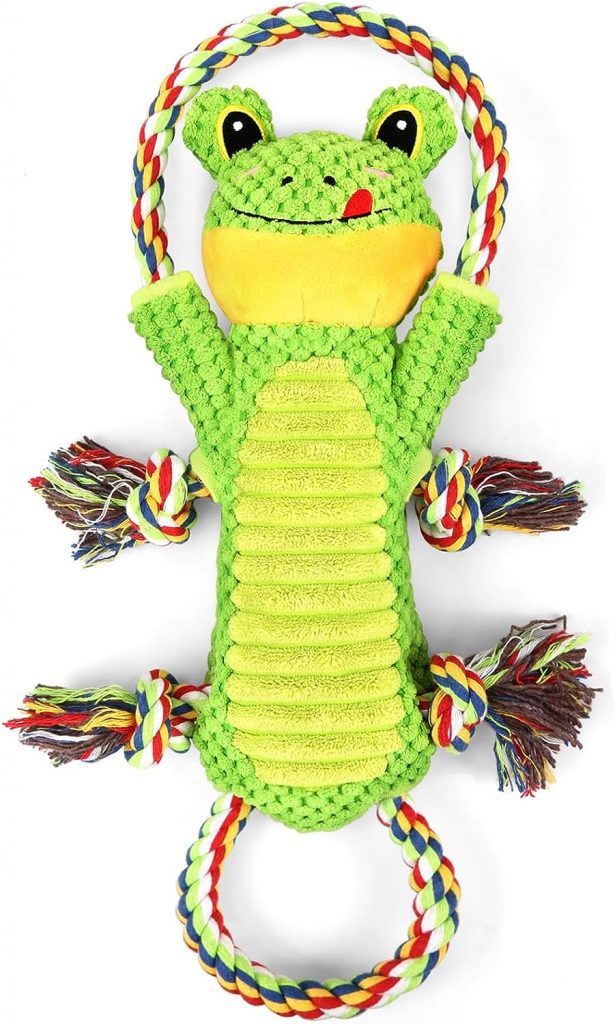 Letsmeet Dog Squeak Toys Plush Dog Toy with Crinkle Paper and Ropes - Small Puppy Toys Interactive Dog Toys for Small, Medium, Large Dogs