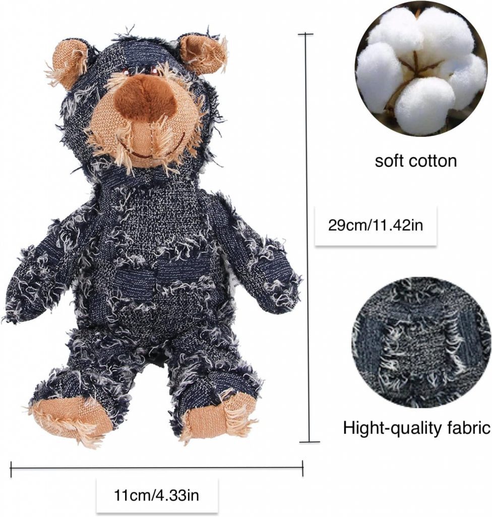 MAXBECK Dog Companion for Heavy Chewers- 2023 New Indestructible Robust Bear Dog Toy, Durable Squeaky Dog Toys for Heavy Chewers, Unbreakable Stuffed Plush Dog Toys for Aggressive Chewers (A-Navy)