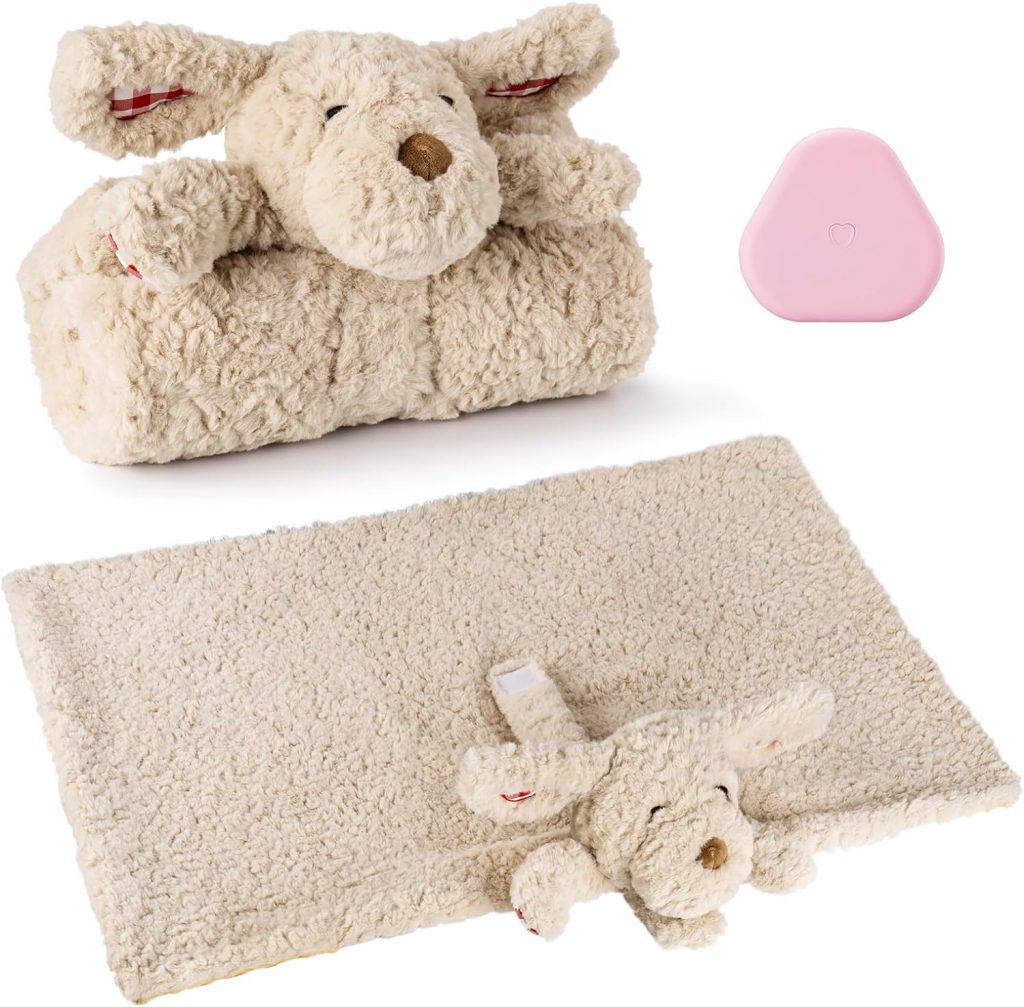 Moropaky Heartbeat Toy Puppy Heartbeat Blanket for Dog Anxiety Relief, Heartbeat Stuffed Animal for Puppy Calming Aid Behavioral Aid, Comfort Cuddly Toy for Dogs Cats Pets