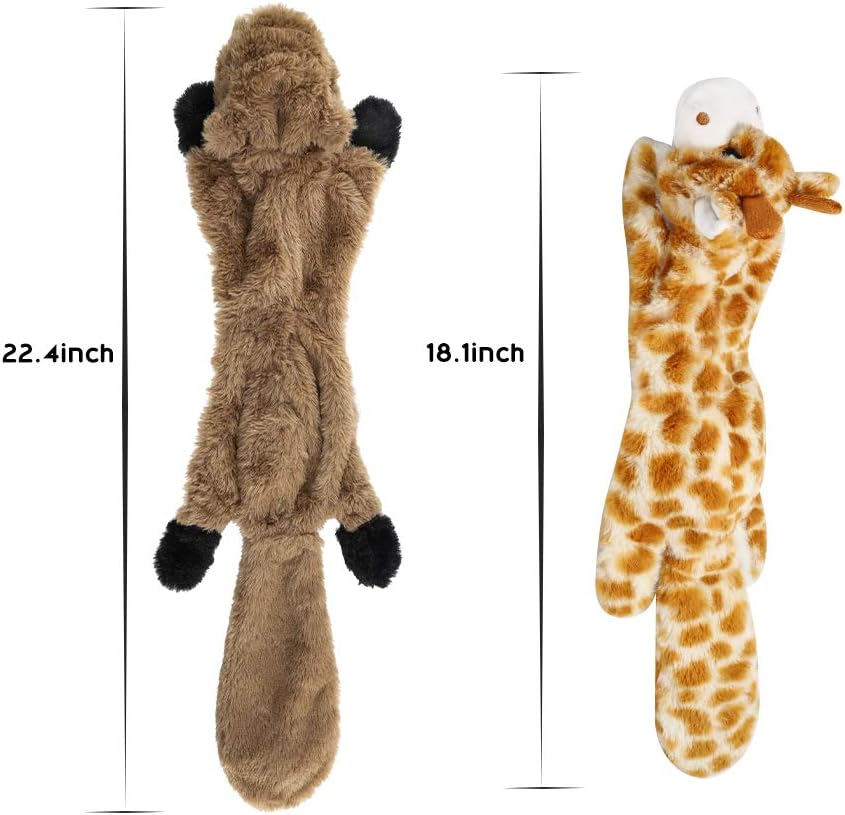 Nocciola 5 PCS Crinkle Dog Squeaky Toys with Double Layer Reinforced Fabric, Durable Plush Dog Toys, No Stuffing Body Dog Toy Set for Small to Large Dogs (5pcs 10 squeakers, Jungle Series1)
