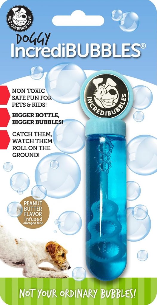 Pet Qwerks Incredibubbles Interactive Pet Toys - Long Lasting Edible Bubbles for Dogs  Cats - Peanut Butter Flavor - 38 ML, All Breed Sizes