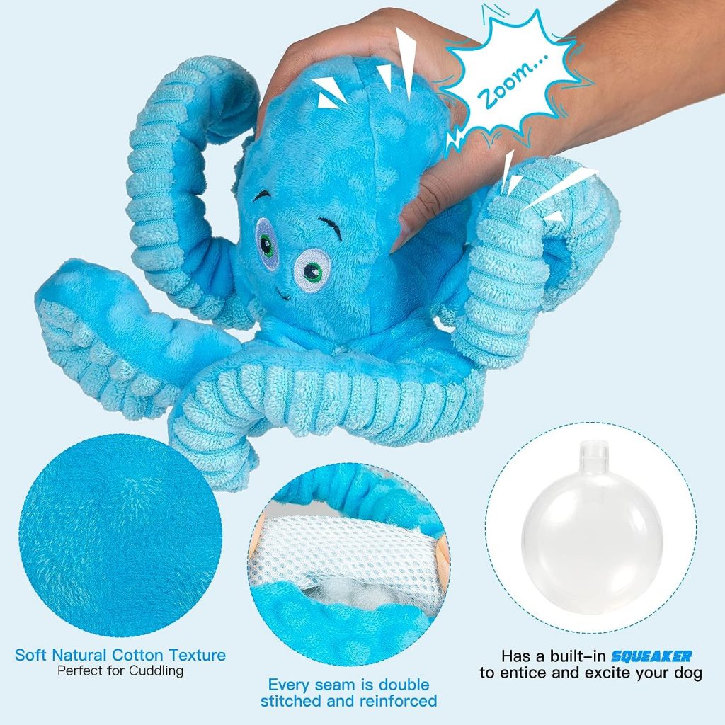 Pubialo Squeaky Dog Toys Octopus-Tug of War Dog Plush Toy for Large Breed Interactive Dog Chew Toys for Puppies Small and Large Dogs Training and Reduce Boredom