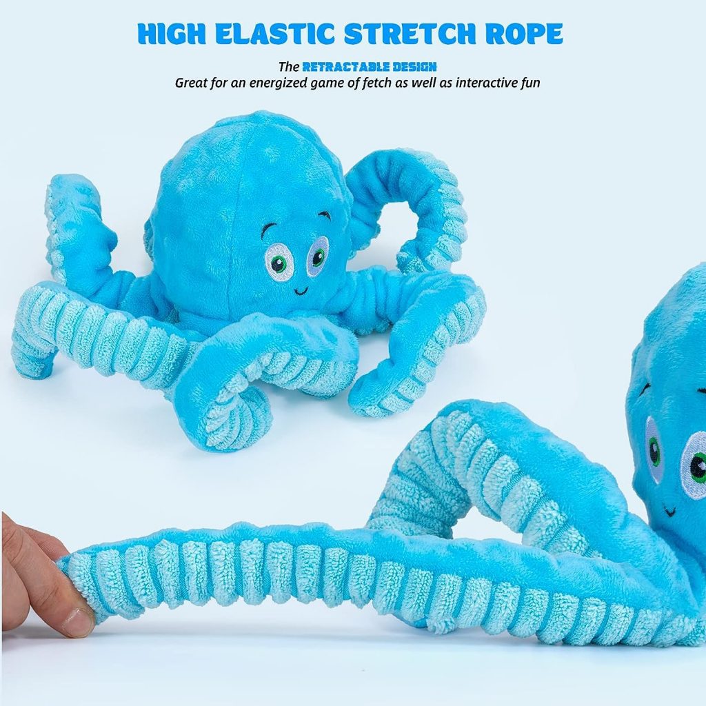 Pubialo Squeaky Dog Toys Octopus-Tug of War Dog Plush Toy for Large Breed Interactive Dog Chew Toys for Puppies Small and Large Dogs Training and Reduce Boredom