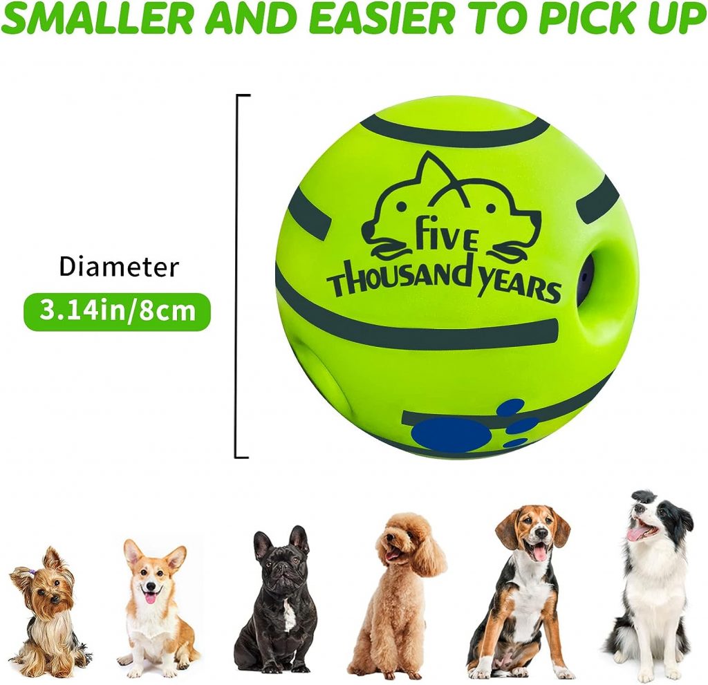 Small（3.14 Diameter)Wobble Giggle Dog Toys Ball,Interactive Dog Toys Ball,Squeaky Dog Toys Ball Durable Wag Chewing Ball for Training,Herding Balls Indoor Outdoor Safe Dog Gifts for Puppy Small Dogs