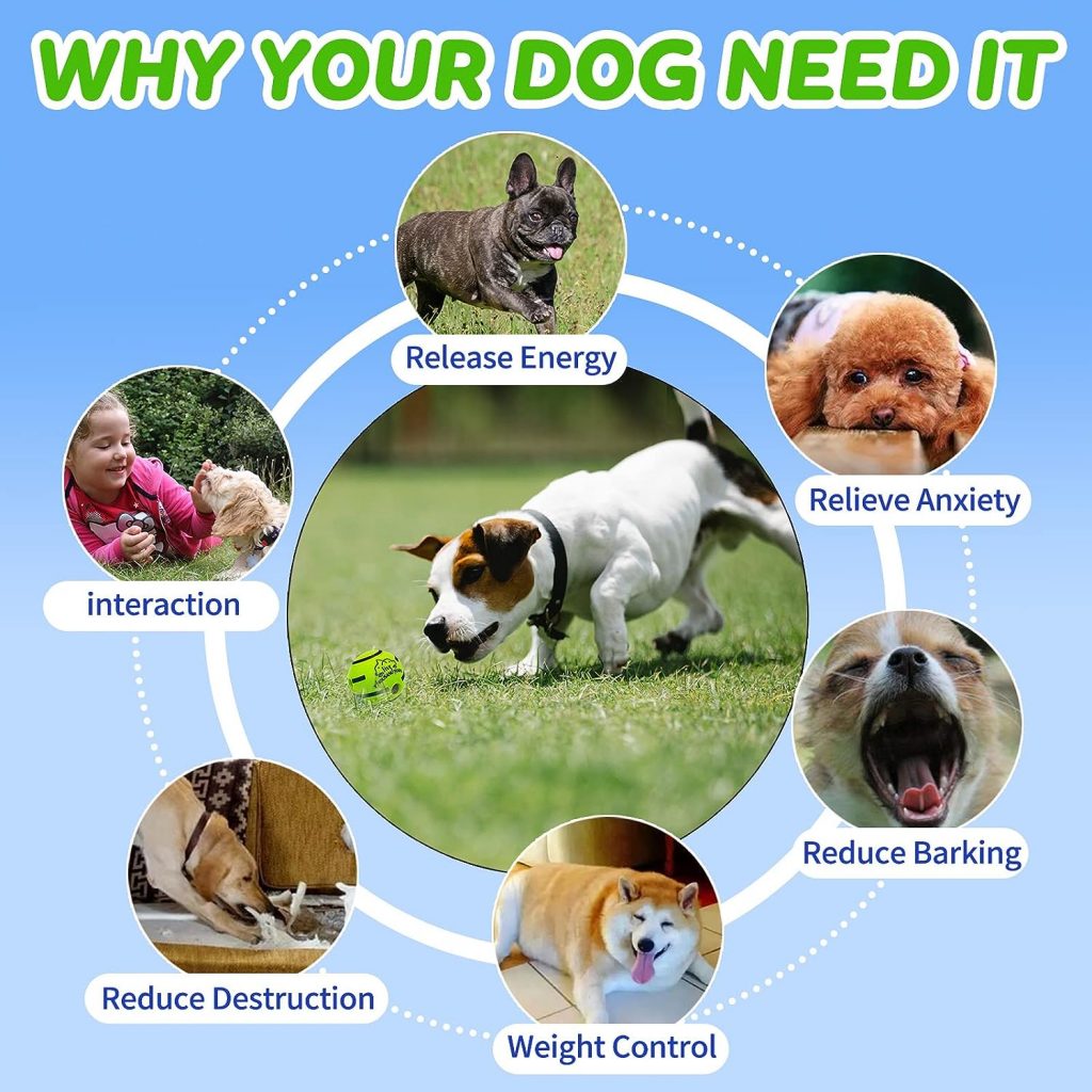 Small（3.14 Diameter)Wobble Giggle Dog Toys Ball,Interactive Dog Toys Ball,Squeaky Dog Toys Ball Durable Wag Chewing Ball for Training,Herding Balls Indoor Outdoor Safe Dog Gifts for Puppy Small Dogs