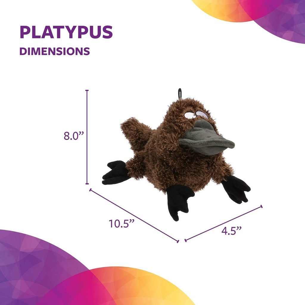 TrustyPup Strong N Silent Platypus Silent Squeak Plush Dog Toy, Chew Guard Technology - Brown, Large
