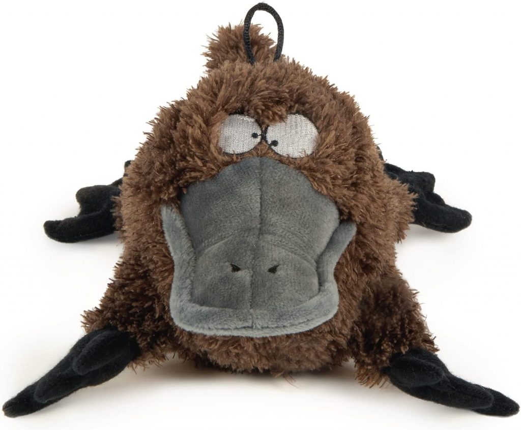 TrustyPup Strong N Silent Platypus Silent Squeak Plush Dog Toy, Chew Guard Technology - Brown, Large
